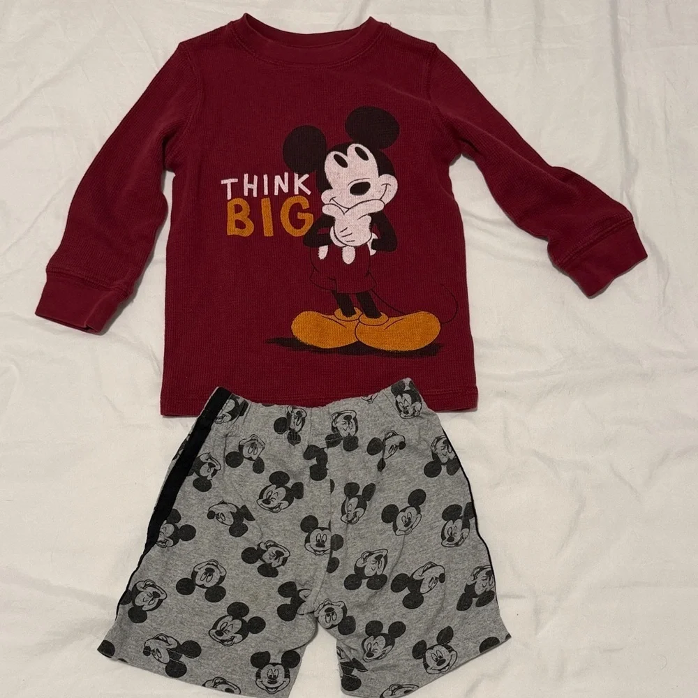 Red Mickey Mouse Pajama Set boys 2T
